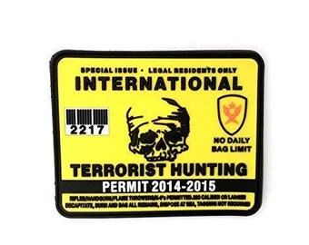 International Terrorist Hunting Permit PVC Large Airsoft Patch