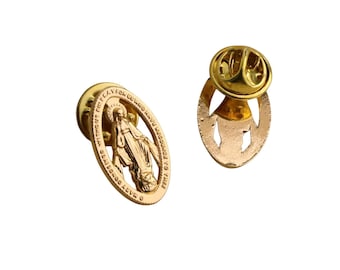 Patch Nation Catholic Medalla Milagrosa Oval Hollow Our Lady Virgin Mary Metal Pin Badge Brooch