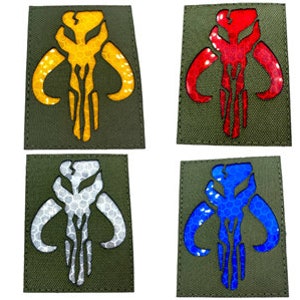 Bounty Hunter Boba Fett Bantha Skull Reflective Laser Cut Tactical Airsoft Field Patch