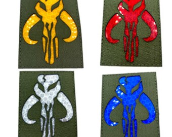 Bounty Hunter Boba Fett Bantha Skull Reflective Laser Cut Tactical Airsoft Field Patch