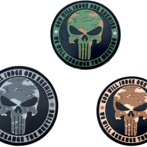 Dio giudicherà i nostri nemici Camo Skull PVC Airsoft Paintball Cosplay Toppa morale