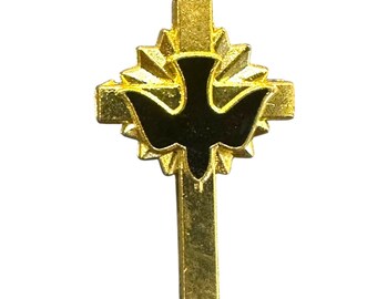 Patch Nation Holy Spirit Dove Catholic Crucifix Cross Metal Pin Badge Brooch