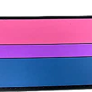 May include: A bisexual pride flag patch with pink, purple, and blue stripes. The patch has a black border.