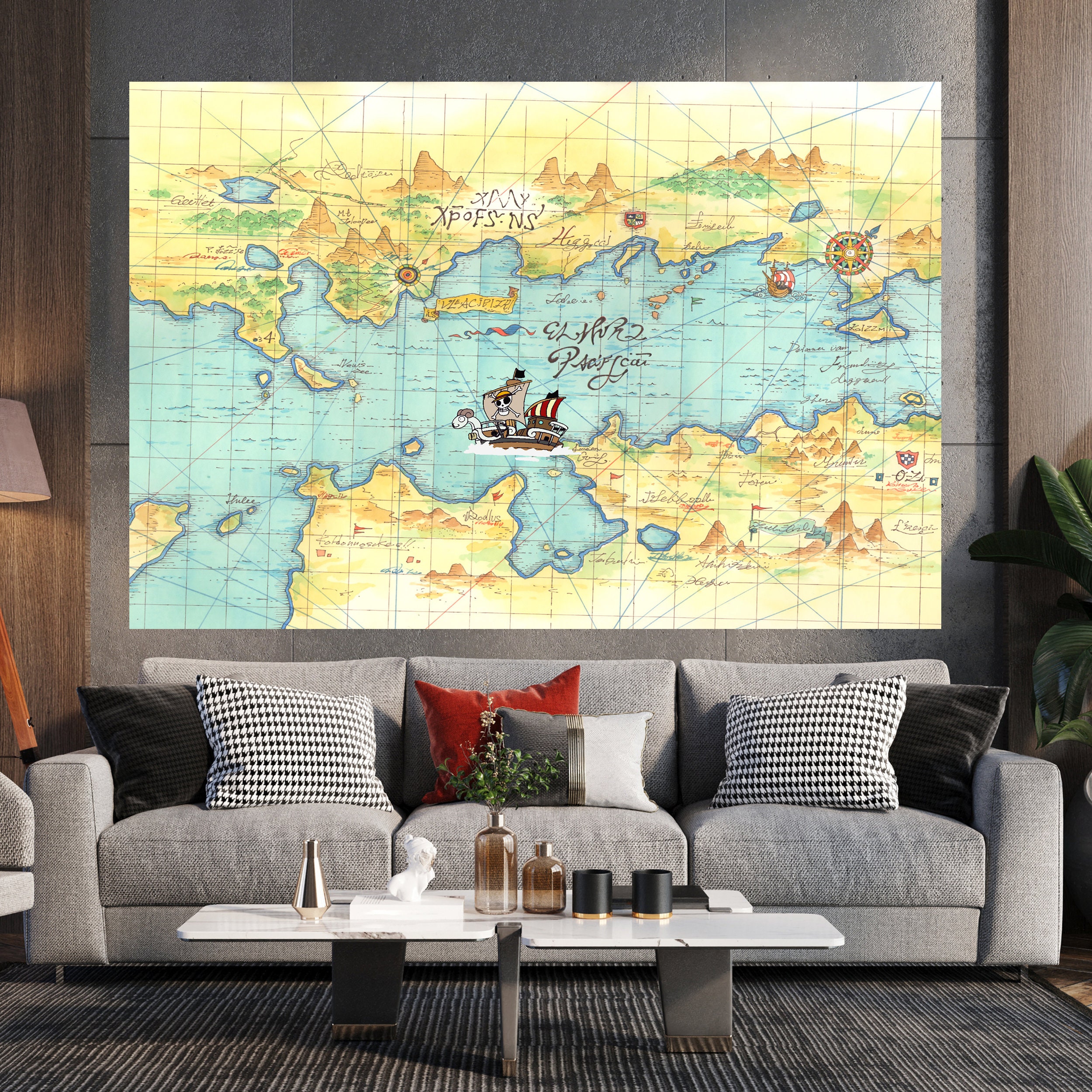 Anime One Piece World Map, Canvas Map, World Map, Canvas Scroll, Tabletop  Gift, Anime Gift, Wall Art, Canvas Gift, Anime Fans, Fanart 
