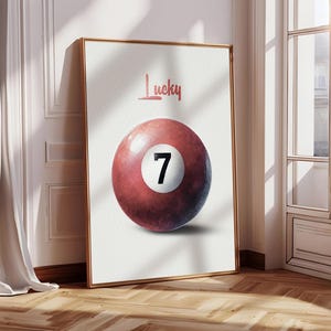 ラッキー7ウォールアート、印刷可能なウォールアート、デジタルダウンロードプリント、ダウンロード可能なプリントのトレンディなウォールアート、