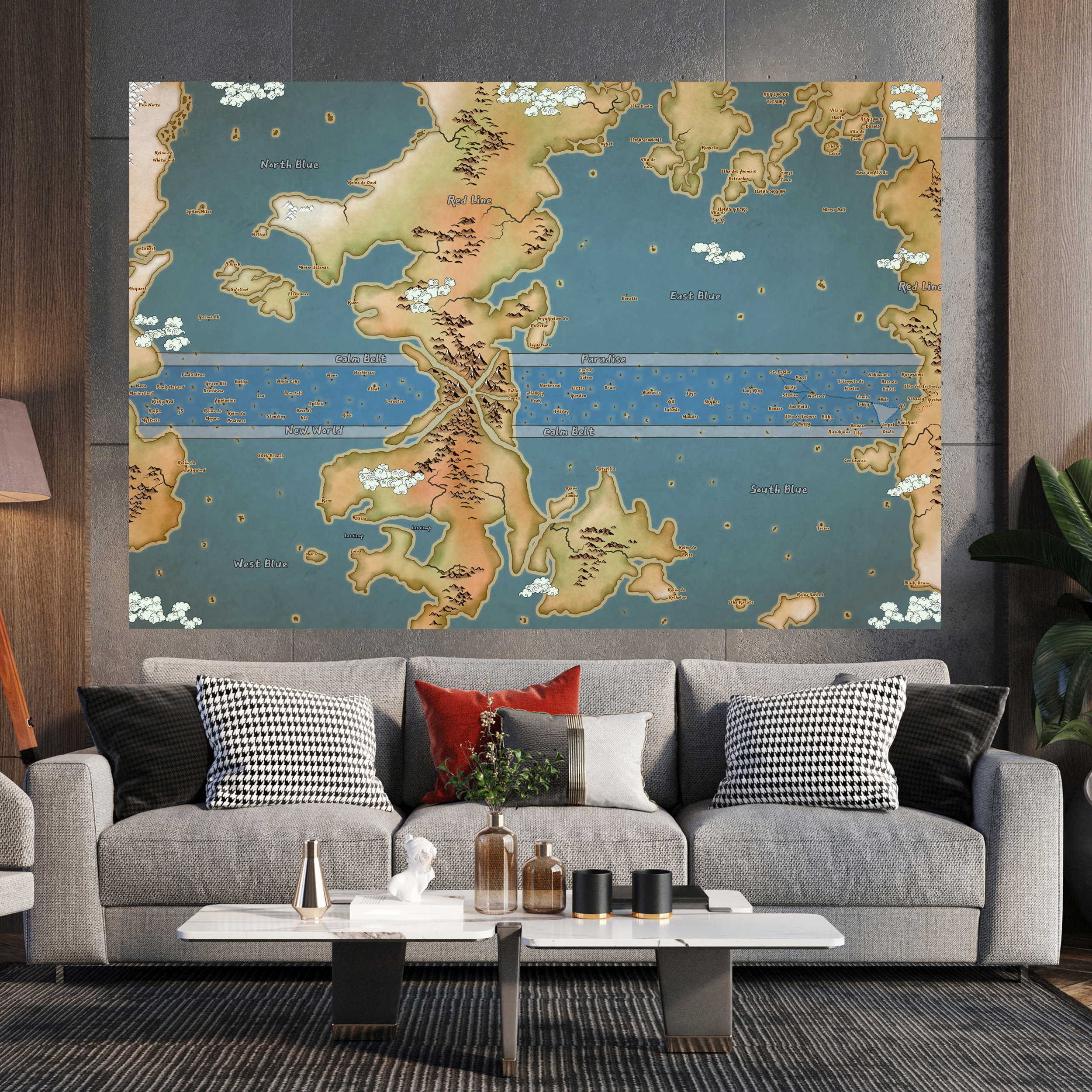 Anime World Map Anime Wanted Map World Map Canvas Scroll - Etsy Australia