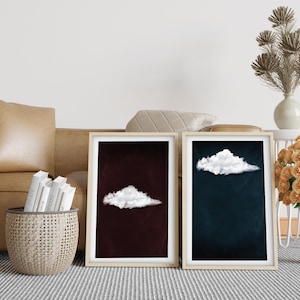 Conjunto de 2 impresiones de nubes, pintura de nubes vintage sombría, arte de cielo melancólico, arte antiguo vintage, decoración maximalista, póster de arte abstracto