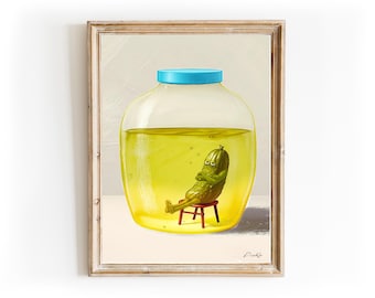 Pickle wall art, Kitchen decor, funny poster,