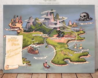 Vintage Neverland Map Print, Peter Pan Retro Decor (Digital Download)