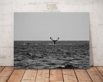 Whale Tail Photo Print: Black and White Ocean Wall Art (Digital Download)