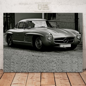 Mercedes 300 SL Black and White Car Poster (Digital Download)