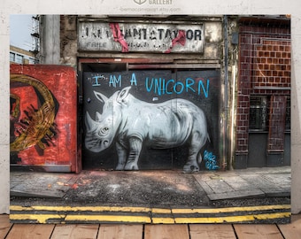 I am a unicorn Print, Graffiti Art, Street Art, Rhino Home Decor, Contemporary Wall Art, Urban Art, Fine Art Print, Teen Room Decor,