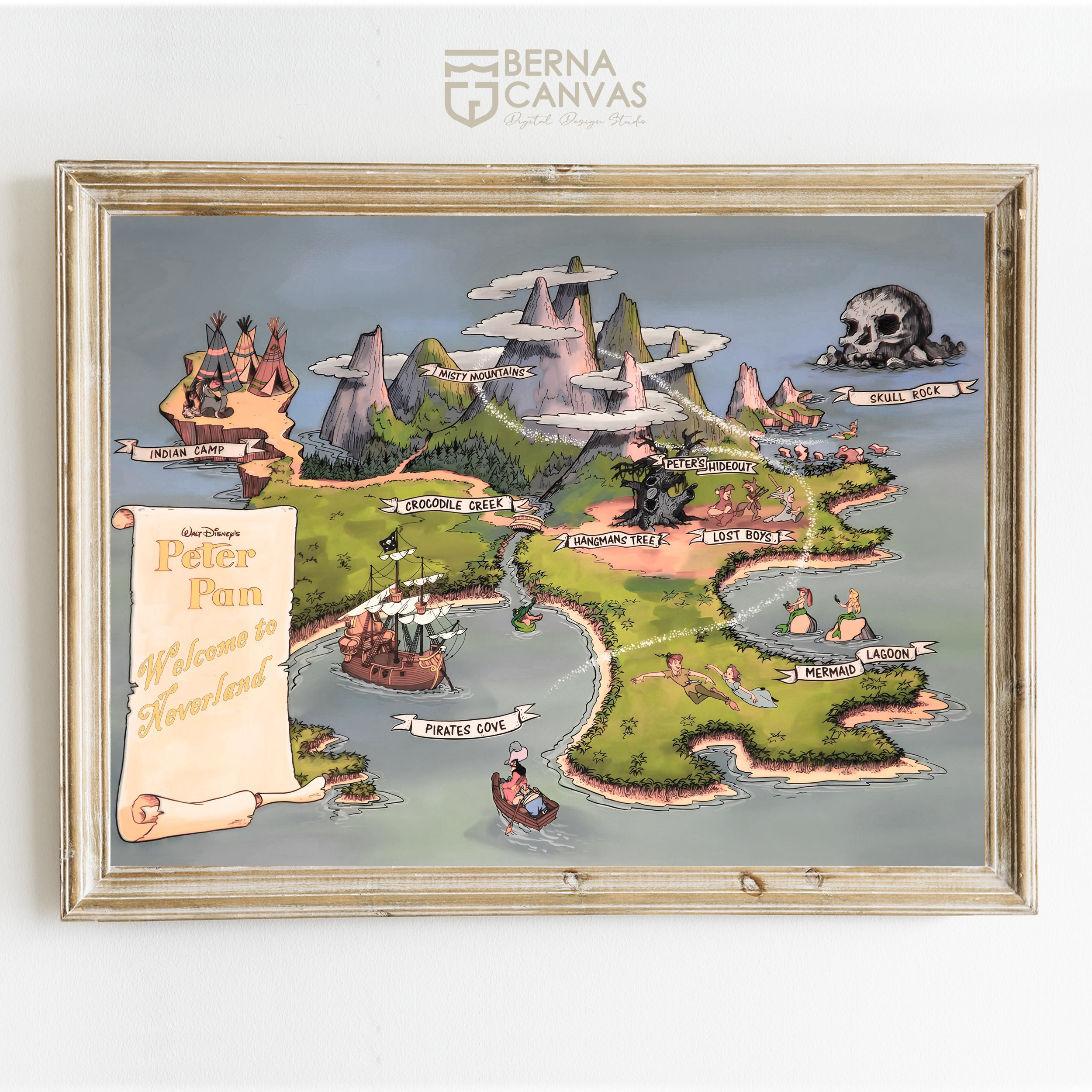 Fantastic Neverland Map Neverland Magical Map Print Never - Etsy