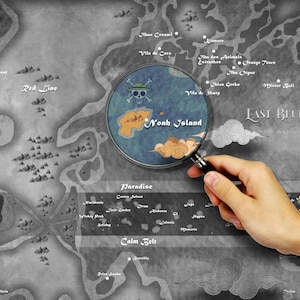 Custom Anime Pirate Map: Fantasy Treasure Island Art (Digital Download Jpg File 300 DPI ) image 2