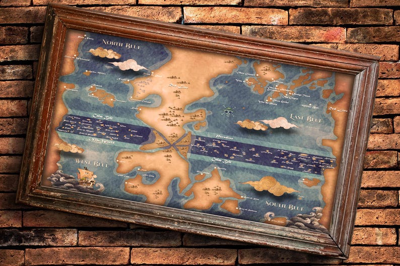 Custom Anime Pirate Map: Fantasy Treasure Island Art (Digital Download Jpg File 300 DPI ) image 1