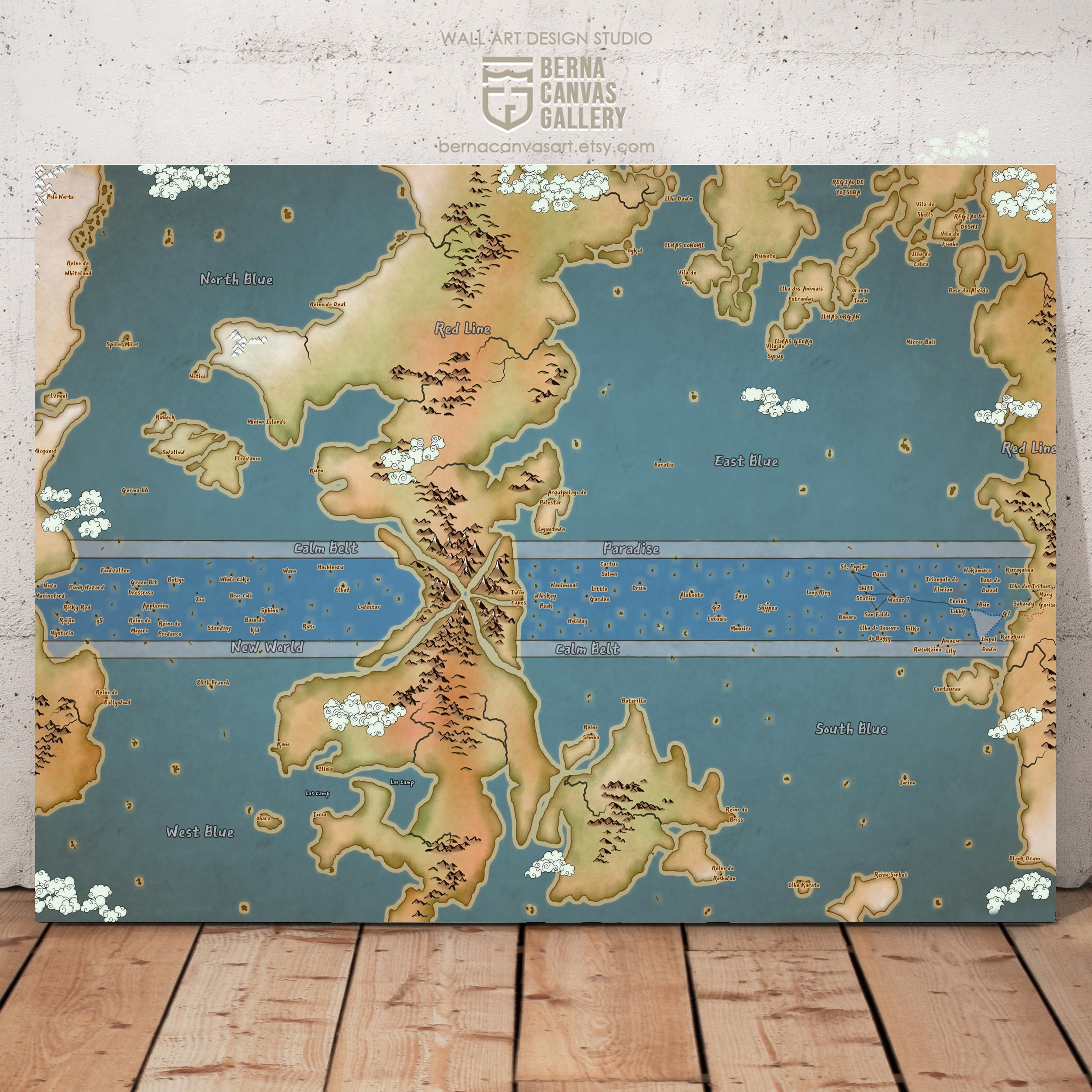Anime World Map Anime Wanted Map World Map Canvas Scroll - Etsy Australia