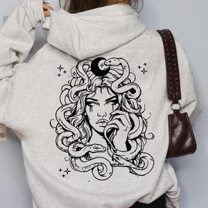 Medusa Hoodie - Witchy Woman Sweatshirt - Greek Goddess Design - Unique Mythology Clothing - Vintage Trendy College Student