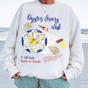 Oyster Club Sweatshirt, Vintage Coastal Sweater, Foodie Crewneck, Ideal Gift for Ocean Lovers, Fisherman Core Sweater, Amalfi Coast Sweater