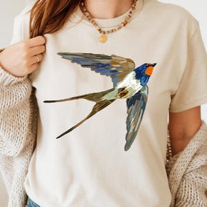 Swallow Bird Shirt, Birdwatcher T-shirt, Gift for Bird Lover, Nature Graphic Tee, Cute Bird Design Apparel, Bird art