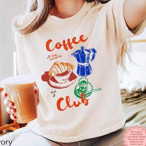 Coffee Club Crop Top, Trendy Vintage Tee, Coffee Lover Cropped Shirt, Retro Boxy Tee, Aesthetic Coffee Style