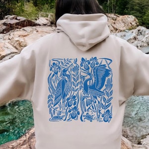 Heron Hoodie | Great Blue Heron Graphic Print | Bird Watching Shirt | Hoodie For Men | Hoodies For Women Aesthetic | Heron Sweatshirt
