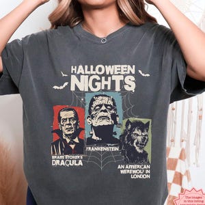 Vintage Halloween Horror Nights Shirt, Classic Spooky Season Unisex Tee, Retro Horror Characters for Halloween Events
