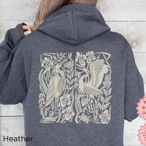 Great Blue Heron Hoodie - Linocut Design - Eco-Friendly Birding Apparel - Perfect for Outdoor Adventures - Great Blue Heron Graphic Print