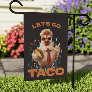 Taco Trump Garden Flag, Let's Go Taco Political Banner, Funny Outdoor Yard Decor, Home & Garden Gift