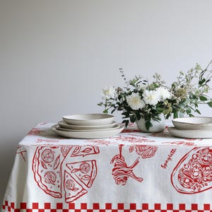Pizza Tablecloth, Gingham Picnic Cover, Customizable Pizza Pasta Party Decor, Italian Wedding Tablecloth, Unique Fun Design