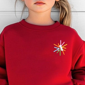 Personalized Kids Embroidered Initial Sweatshirt - Custom Toddler Clothing, Unique Gift, Youth Crewneck, Unique Embroidered Spark Design