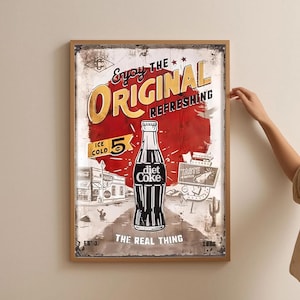 Vintage Diet Coke Poster, Quirky Printable Art, Retro Kitchen Decor, Fun Wall Art for Soda Lovers