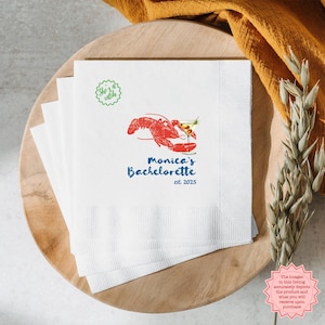 Custom Lobster Paper Napkins, Coastal Party Supplies, Personalized Napkins for Weddings, Fun Seafood Celebration