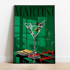 Dirty Martini Print, Trendy Wall Art, Painted print, Digital Download Cocktail Decor, Perfect for Bar Cart and Kitchen Style
