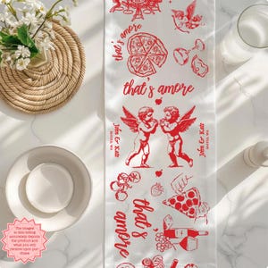 Italian Bridal Shower Table Runner, Custom Chic Party Decor, Amalfi Coast Theme, Cherub Art Ideal for Weddings and Events