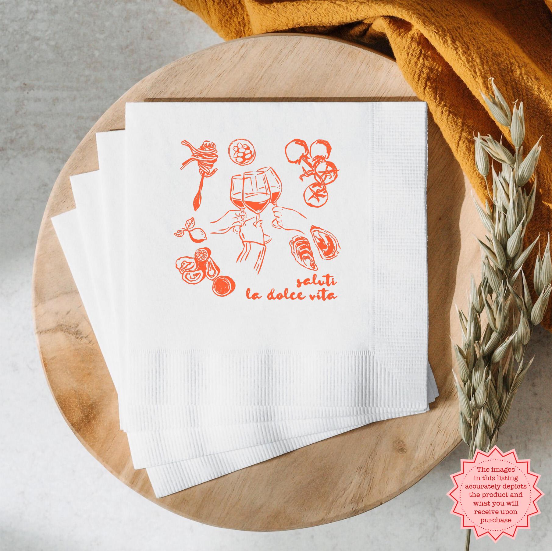 Italian Summer Party Napkins, Summer Bachelorette Wedding Decor, Cocktail Napkins, Pasta Party Essentials, Pizza Bar Napkins