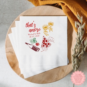 Personalized Italian Themed Napkins, Custom Cocktail Party Supplies, Wedding Decor, Unique Event Napkins