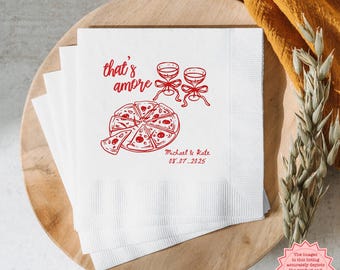Personalized Italian Themed Napkins, Custom Party Supplies, Wedding Decor, Cocktail Napkins for Events
