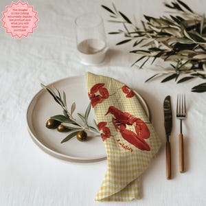 Lobster Cloth Napkins, Stylish Embroidered Cotton Napkin Set, Great for Home Decor & Dinner Parties