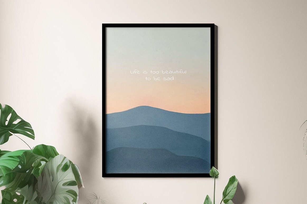 Pastel Aesthetic Wall Art, Digital Pastel Mountain Room Decor, Color Poster Printable Pastel