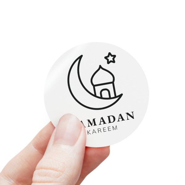 Sticker Roll Ramadan Label Stickers, Round Ramadan Kareem Sticker Roll, Circle Stickers Ramadan (50,100,250 pc) Label Ramadan Sticker Bundle