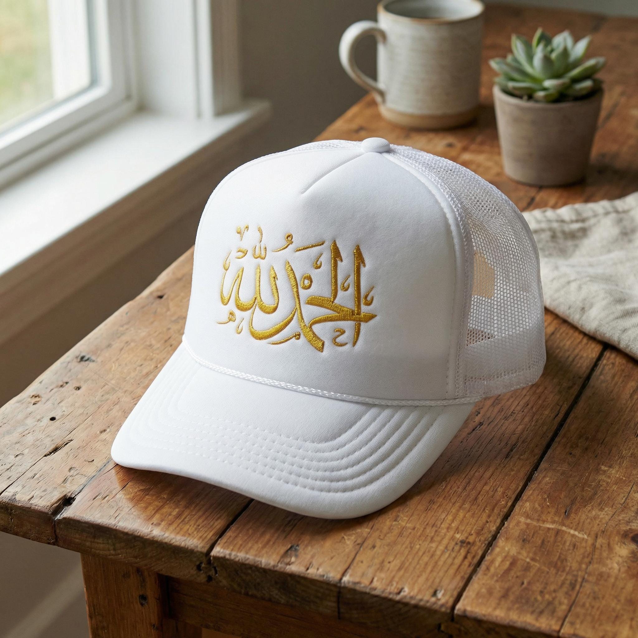 Islamic Cap Embroidery Islamic Hat, Adjustable Cap Alhamdulillah Hat ...