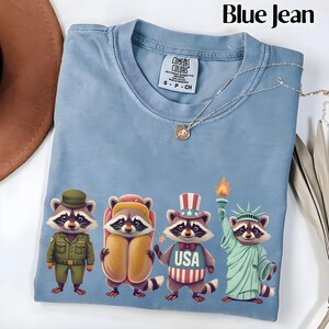 Comfort Colors Raccoon 4th of July Shirt: Vintage USA Flag Tee