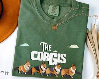 Chemise corgi, t-shirt The Corgies, chemise inspirée d'Abbey Road, chemise pour chiens du Nouvel an, t-shirt inspiré des Beatles drôles, t-shirt de dessin animé, t-shirt corgi