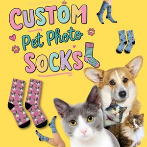 Custom Pet Photo Socks Personalized Pet Socks Custom Dog Socks Custom Cat Socks Fathers Day Gifts Cat Dad Gift Dog Dad Gifts Dog Face Socks