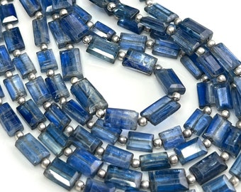 6.5" Strand KYANITE Faceted Rectangles Gemstone Beads 5-9mm x 3.5-5mm, Blue Navy Square Beads, Gem Stone Jewelry Natural Genuine Indigo