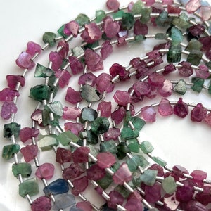 7.5" Strand RUBY, EMERALD, & SAPPHIRE Slice Gemstone Beads 4.5mm 5mm 6mm 7.5mm, Pink Magenta Red Green Blue Natural Briolettes Table Cut Raw