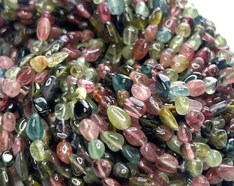 7 inch Strand TOURMALINE Smooth Irregular Oval Nuggets Gemstone Beads 2.5-6mm, Natural Gemstones, Watermelon Multicolor Green Pink