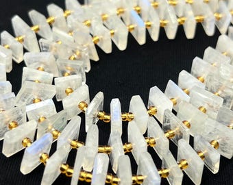 10 Pcs Natural Rainbow Moonstone Teardrop Briolettes – Faceted Side-Drilled Beads