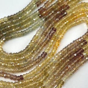 6.5&quot; Strand Natural ZIRCON Faceted Rondelles Gemstone Beads 3mm, Yellow Gemstones Golden Shaded Brown Green Rondelle
