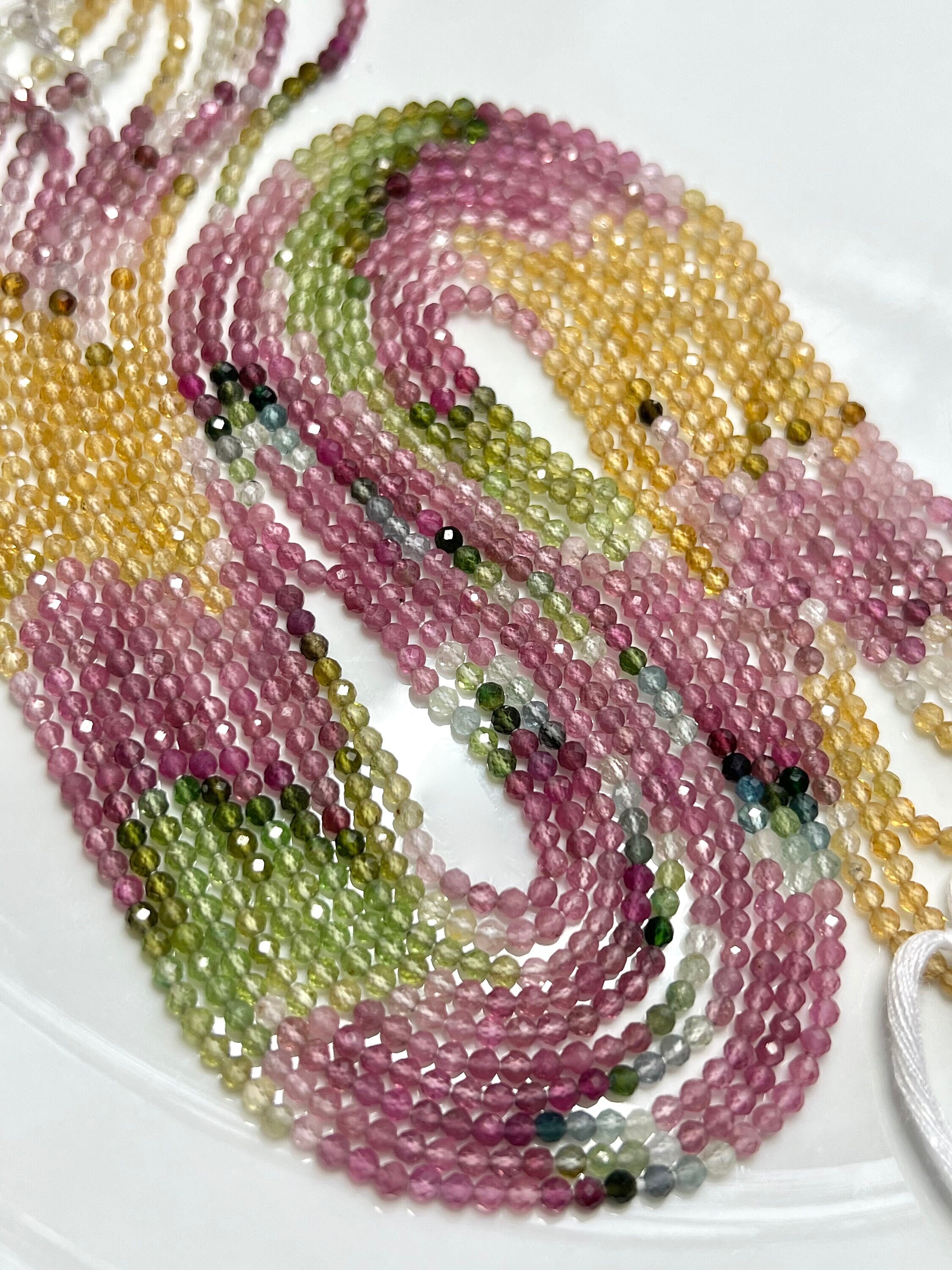 12.5" Strand Watermelon TOURMALINE Faceted Gemstone Beads 2.3mm Round Rondelles, Genuine Natural Raw Gemstones, pink green yellow blue multi